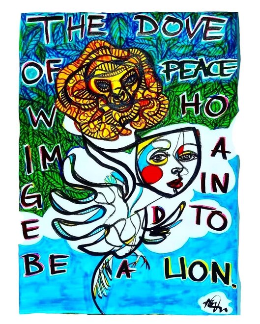 the dove of peace who imagined to be a lion